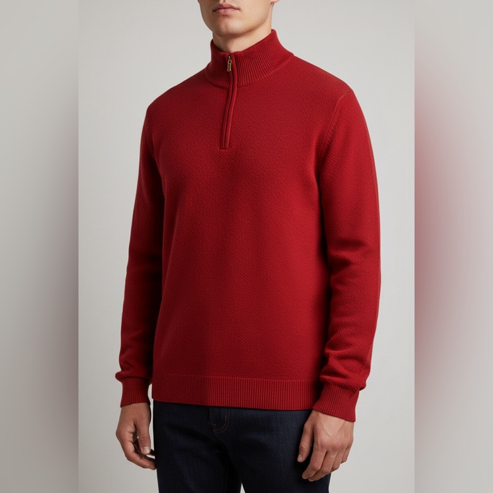 Vineyard Vines Men's Zip Up Sweater in Rich Red
